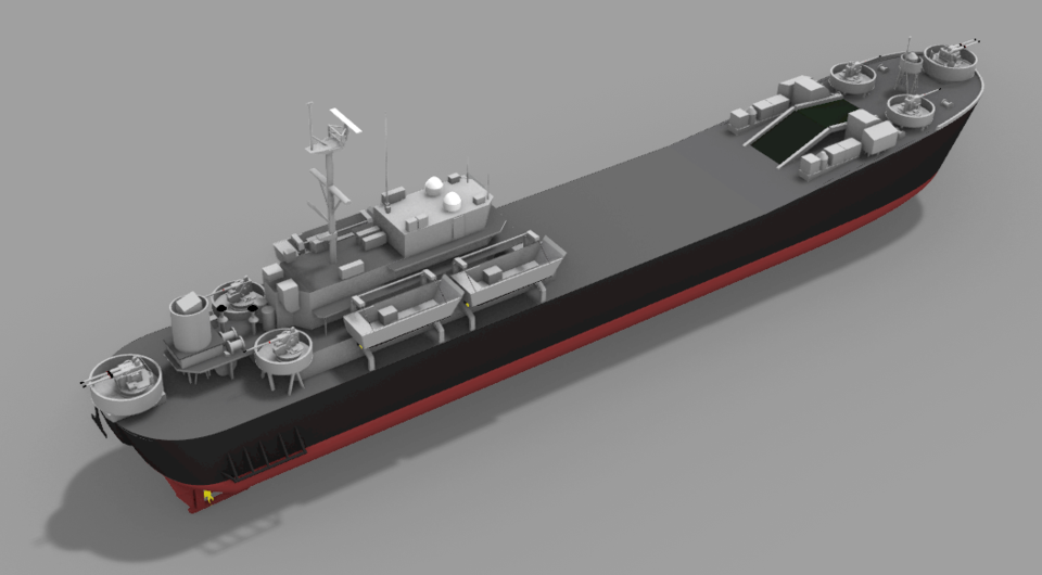 imagem de navio (balsa) em 3D